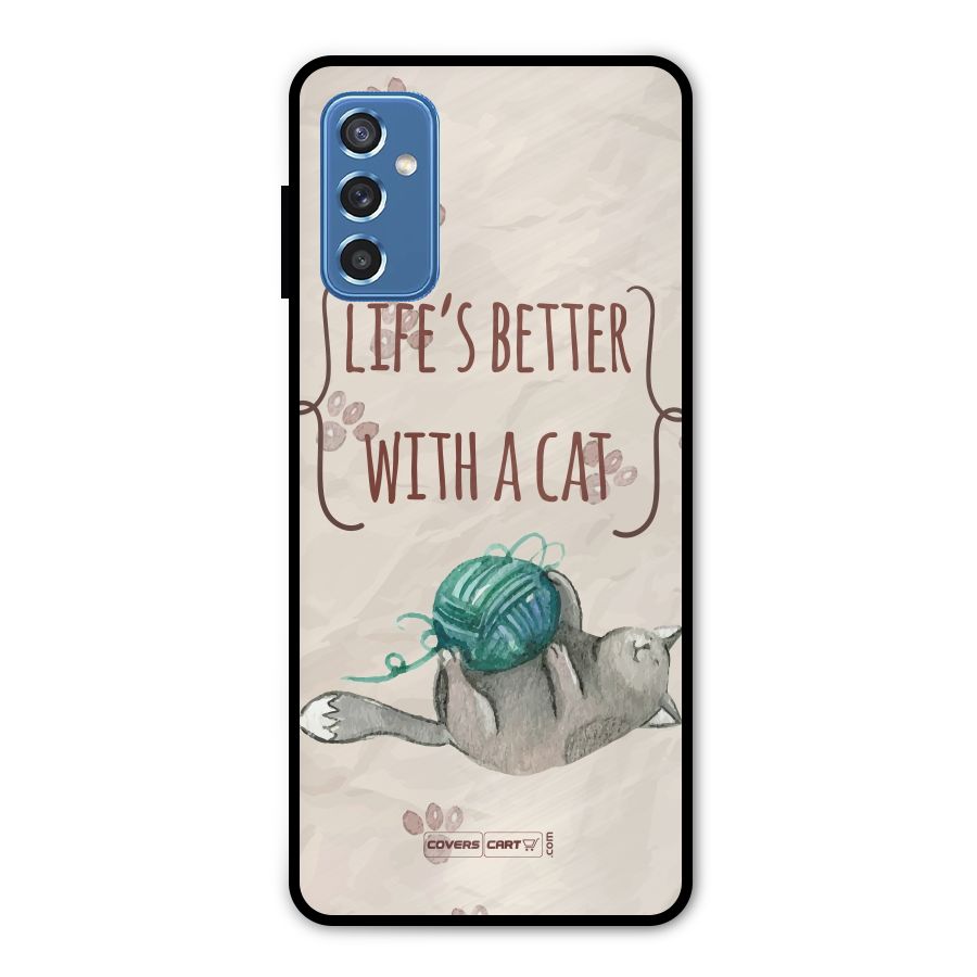 Cute Cat Metal Back Case for Galaxy M52 5G