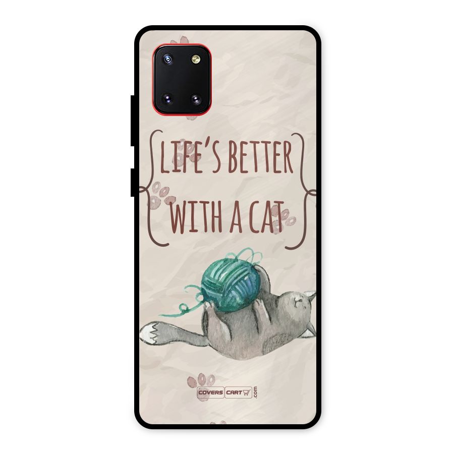Cute Cat Metal Back Case for Galaxy Note 10 Lite