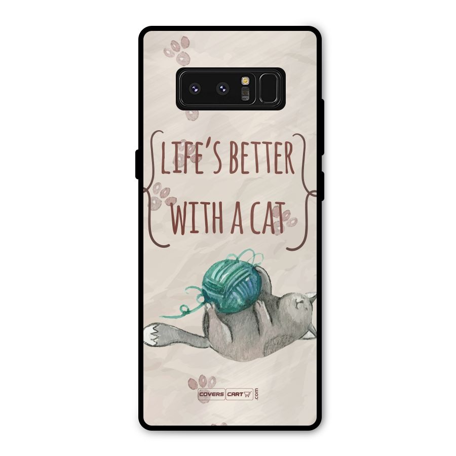 Cute Cat Metal Back Case for Galaxy Note 8