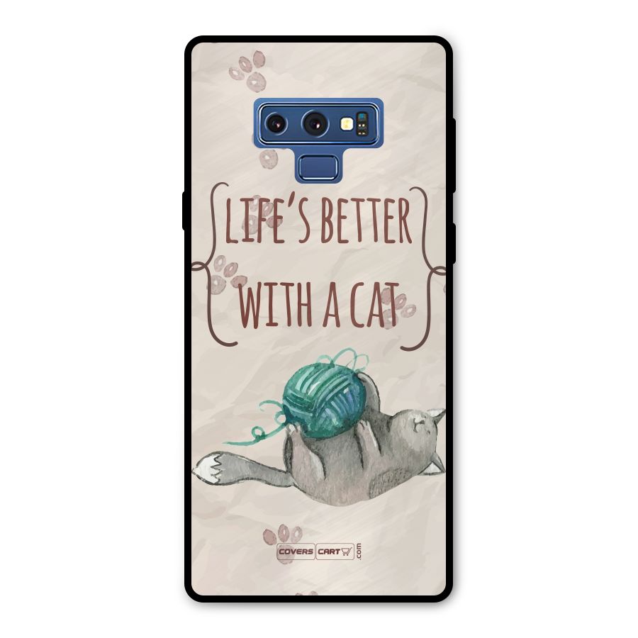 Cute Cat Metal Back Case for Galaxy Note 9