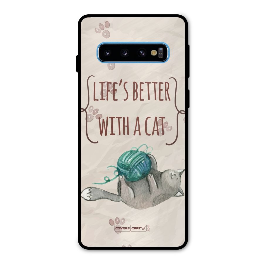 Cute Cat Metal Back Case for Galaxy S10