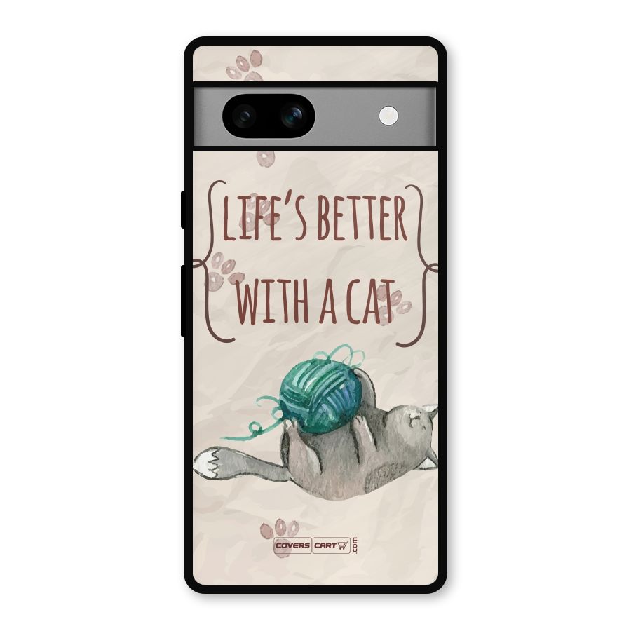 Cute Cat Metal Back Case for Google Pixel 7a