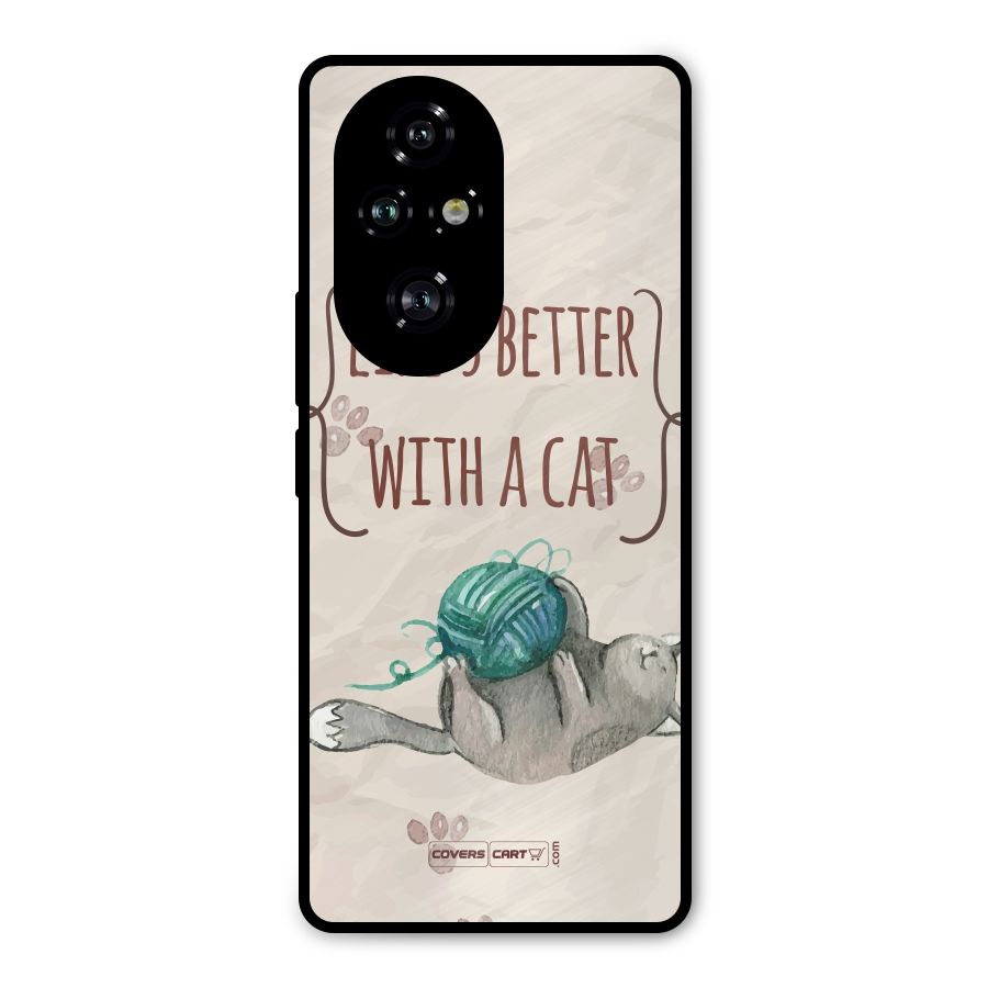 Cute Cat Metal Back Case for Honor 200 Pro