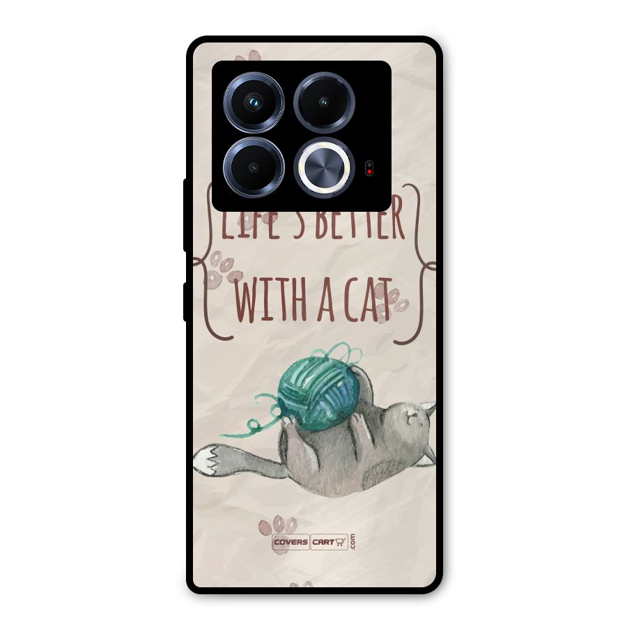 Cute Cat Metal Back Case for Infinix Note 40 5G