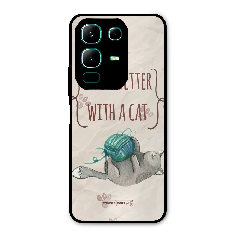 Cute Cat Metal Back Case for Infinix Note 50x