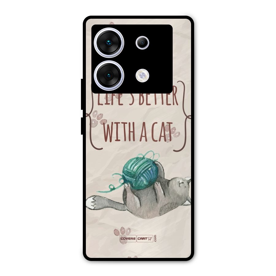 Cute Cat Metal Back Case for Infinix Zero 30 5G
