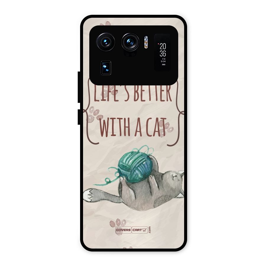 Cute Cat Metal Back Case for Mi 11 Ultra