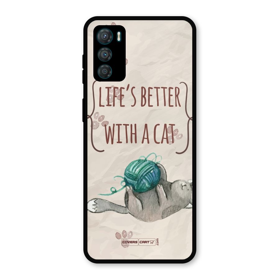 Cute Cat Metal Back Case for Moto G42