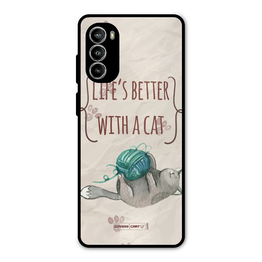 Cute Cat Metal Back Case for Moto G52