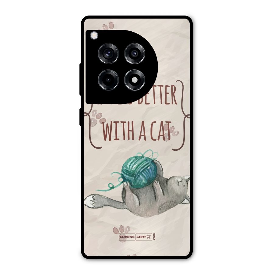 Cute Cat Metal Back Case for OnePlus 12R