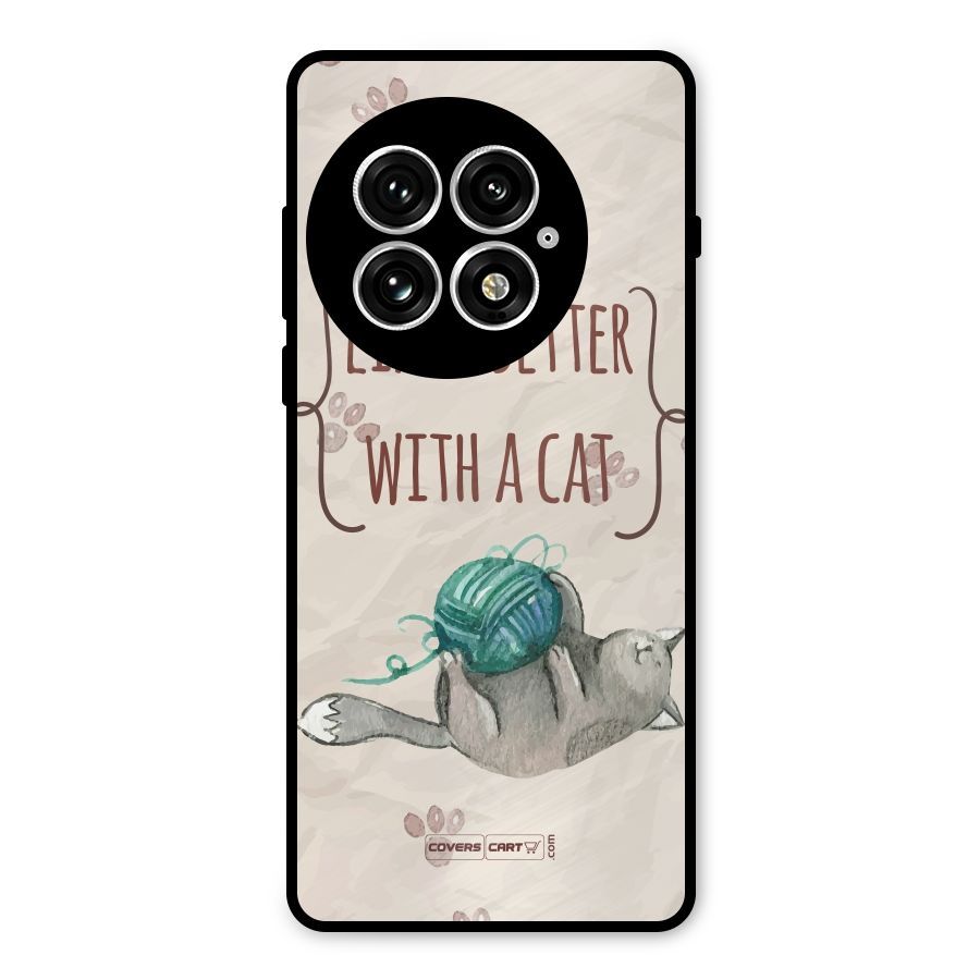 Cute Cat Metal Back Case for OnePlus 13