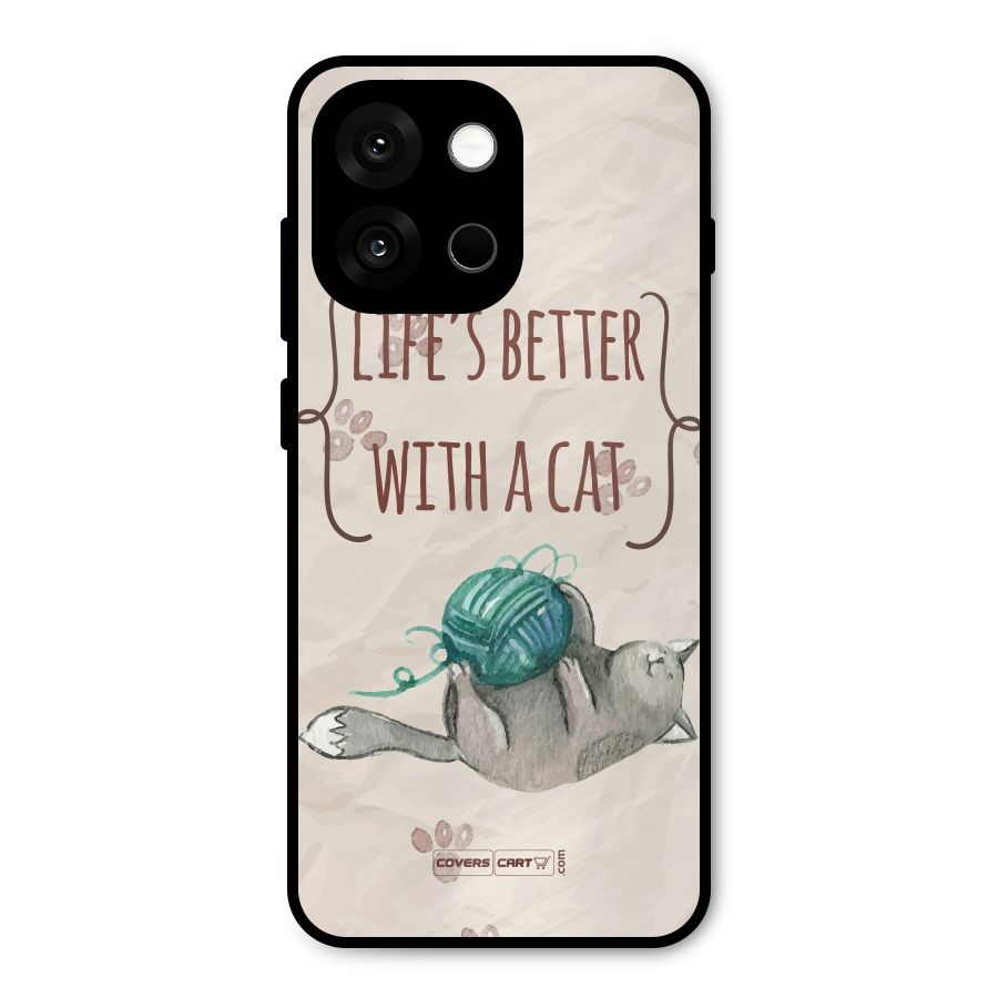 Cute Cat Metal Back Case for OnePlus 13s