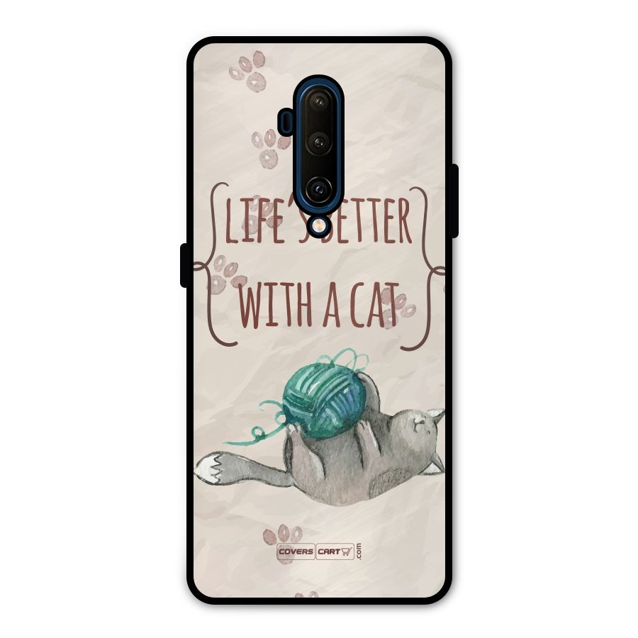 Cute Cat Metal Back Case for OnePlus 7T Pro