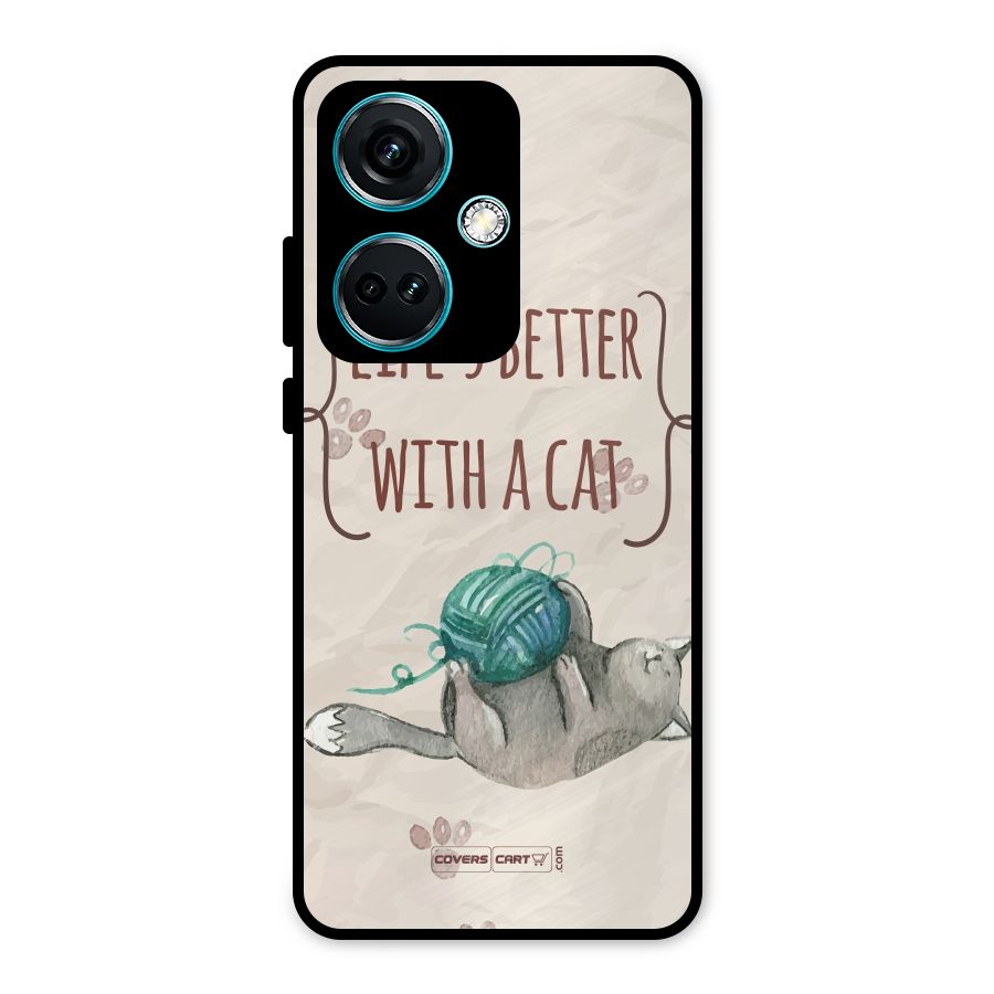 Cute Cat Metal Back Case for OnePlus Nord CE 3 5G
