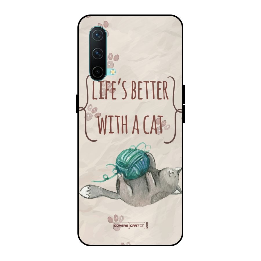 Cute Cat Metal Back Case for OnePlus Nord CE 5G