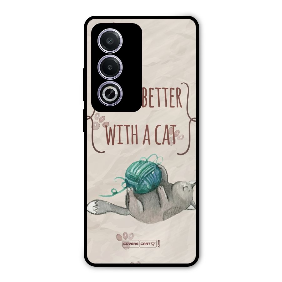 Cute Cat Metal Back Case for Oppo A3 Pro