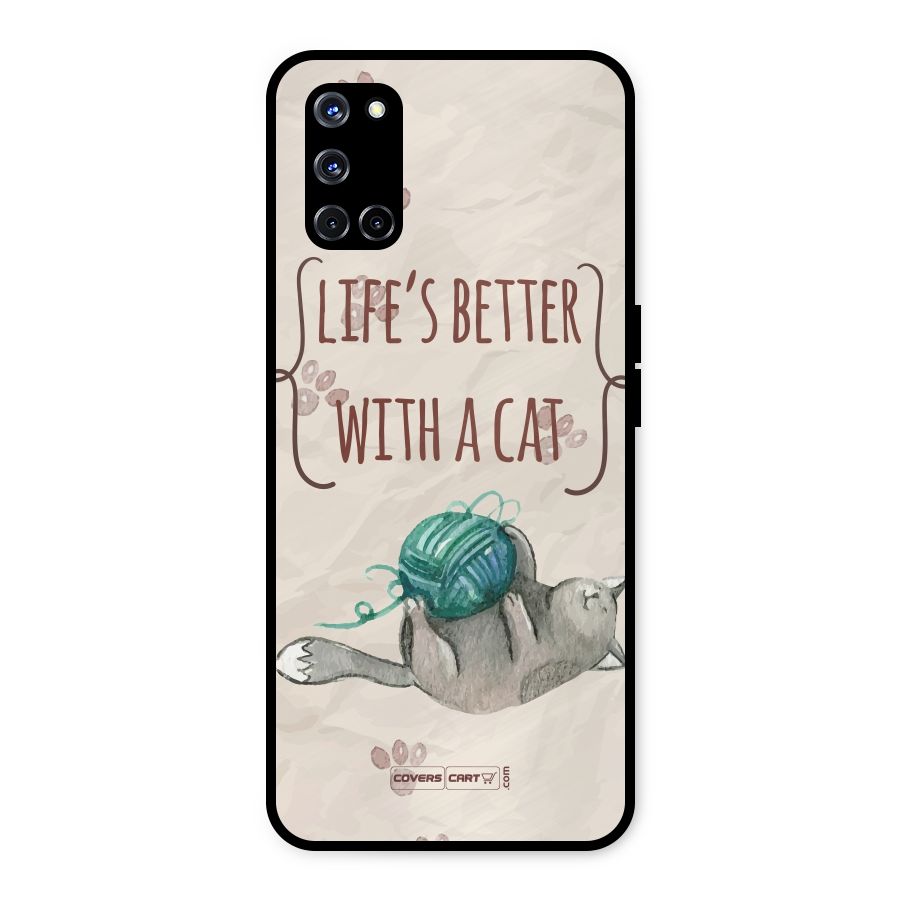 Cute Cat Metal Back Case for Oppo A52