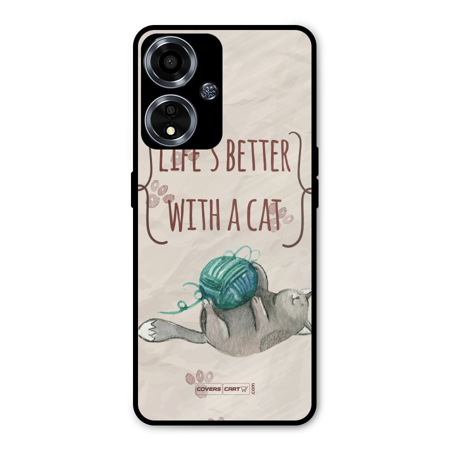 Cute Cat Metal Back Case for Oppo A59