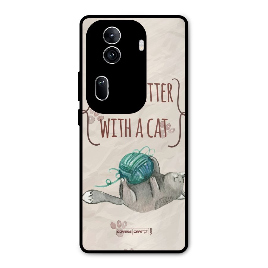 Cute Cat Metal Back Case for Oppo Reno11 Pro 5G