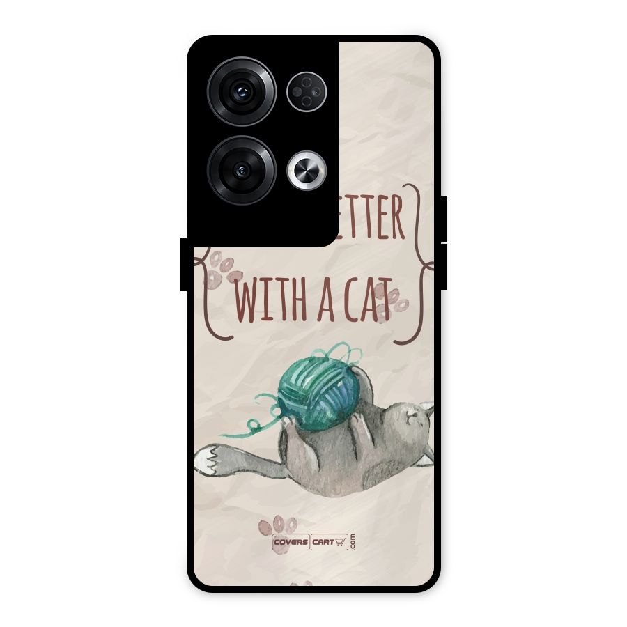 Cute Cat Metal Back Case for Oppo Reno8 Pro 5G