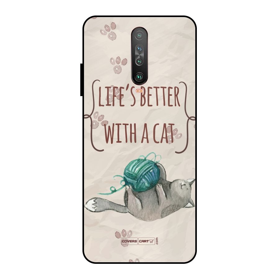 Cute Cat Metal Back Case for Poco X2