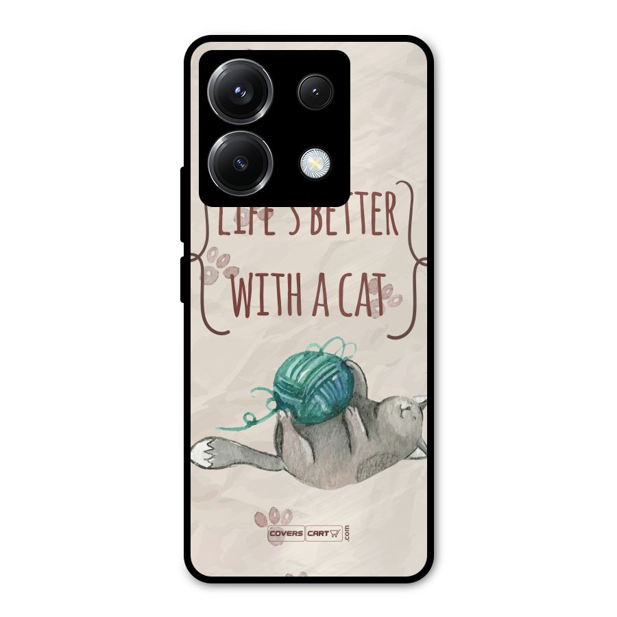 Cute Cat Metal Back Case for Poco X6