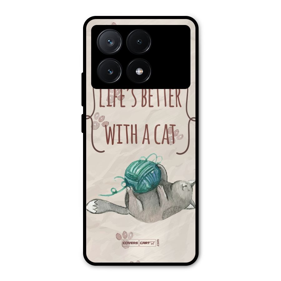 Cute Cat Metal Back Case for Poco X6 Pro