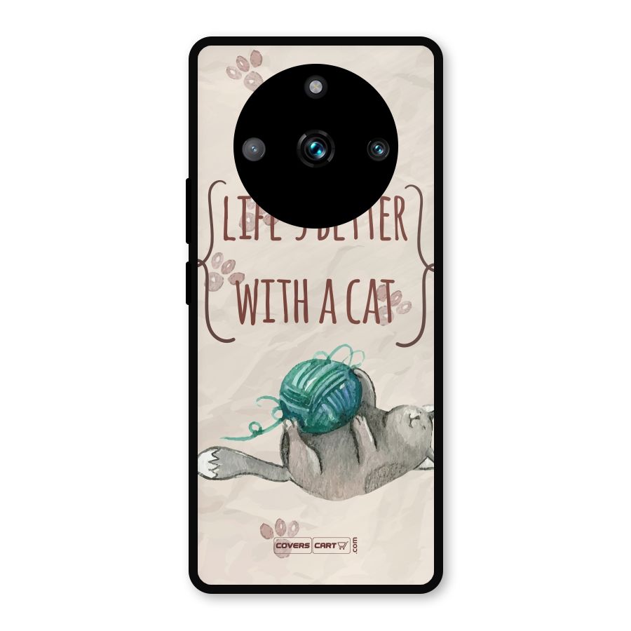 Cute Cat Metal Back Case for Realme 11 Pro