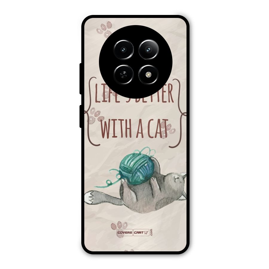 Cute Cat Metal Back Case for Realme 12 5G