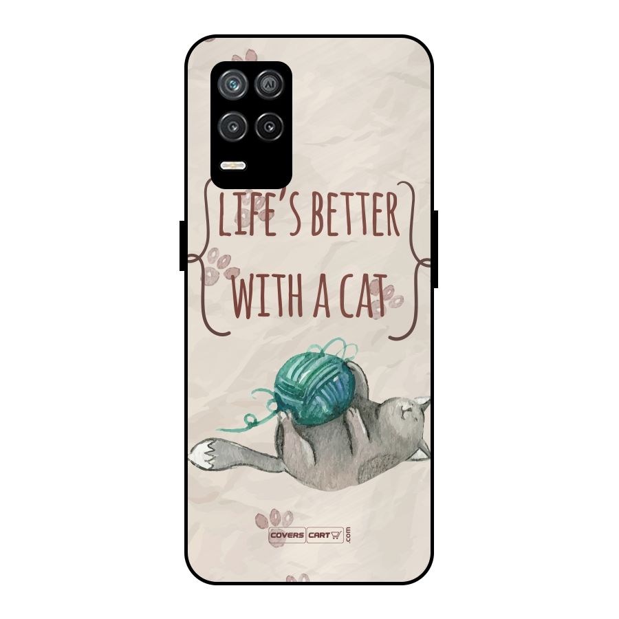 Cute Cat Metal Back Case for Realme 8s 5G