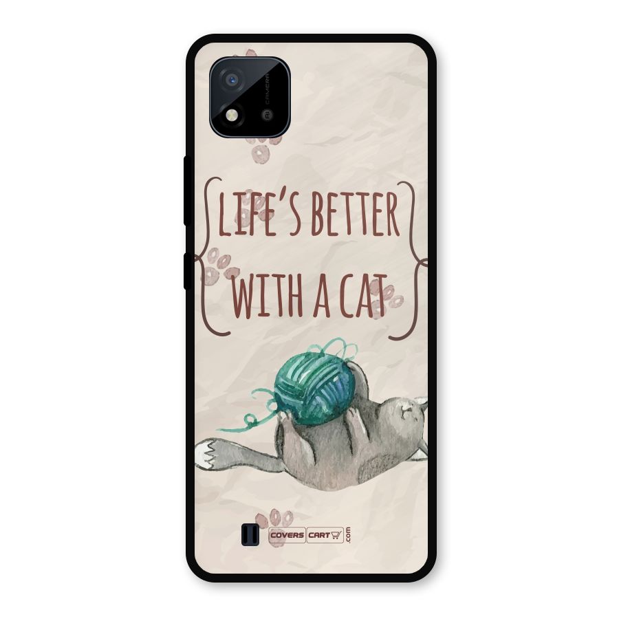 Cute Cat Metal Back Case for Realme C11 2021