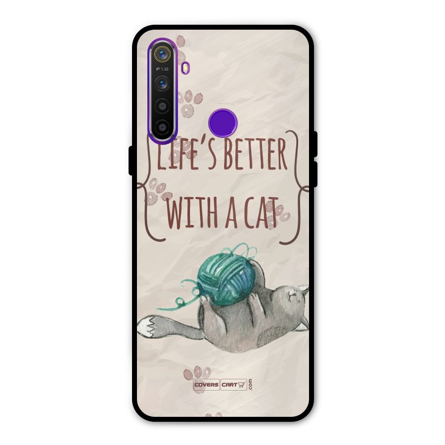Cute Cat Metal Back Case for Realme Narzo 10