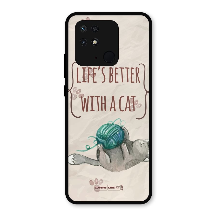 Cute Cat Metal Back Case for Redmi 10 Power