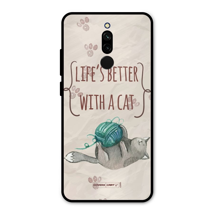 Cute Cat Metal Back Case for Redmi 8
