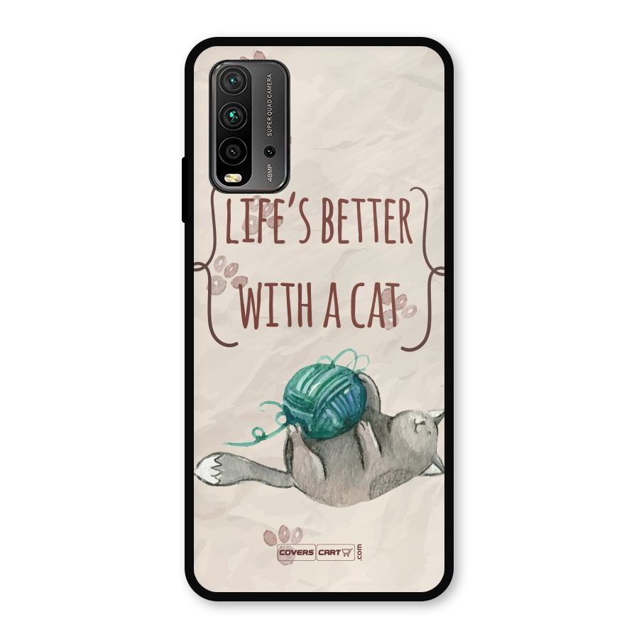 Cute Cat Metal Back Case for Redmi 9 Power