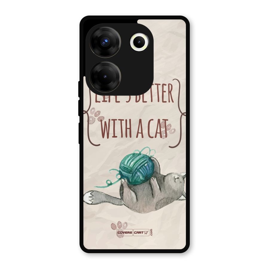 Cute Cat Metal Back Case for Tecno Camon 20 Pro