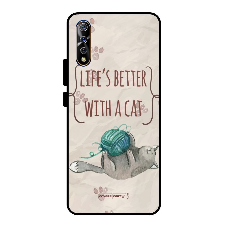 Cute Cat Metal Back Case for Vivo S1