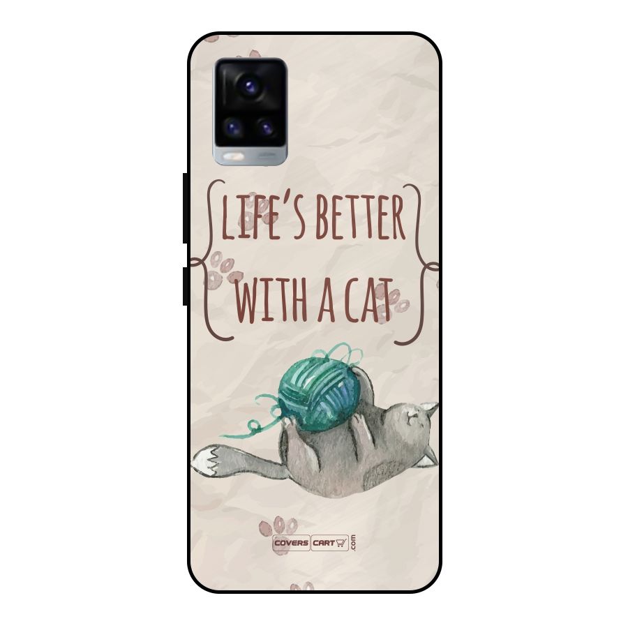 Cute Cat Metal Back Case for Vivo V20