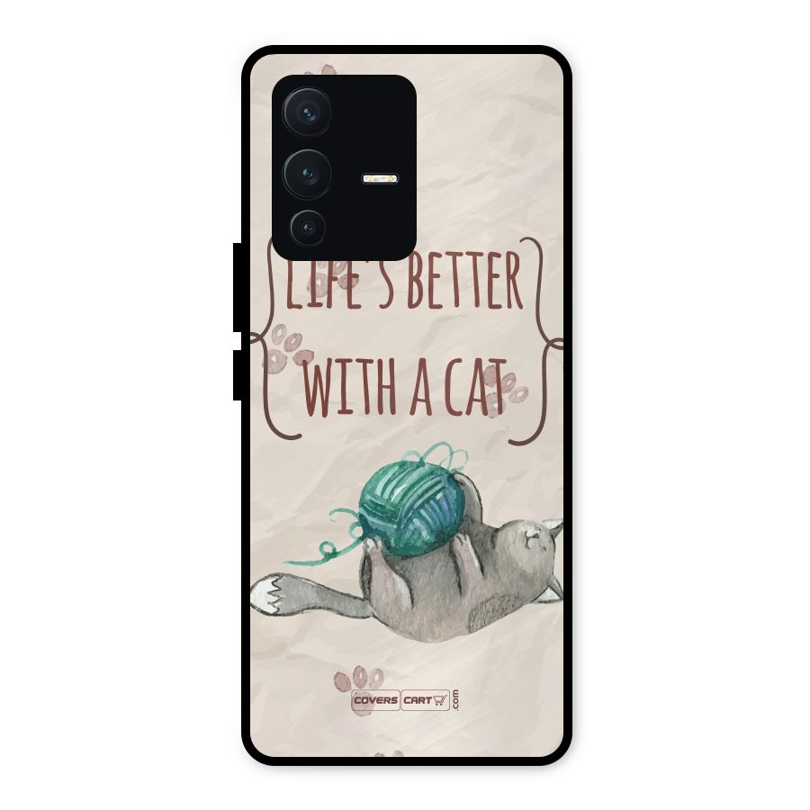 Cute Cat Metal Back Case for Vivo V23 5G