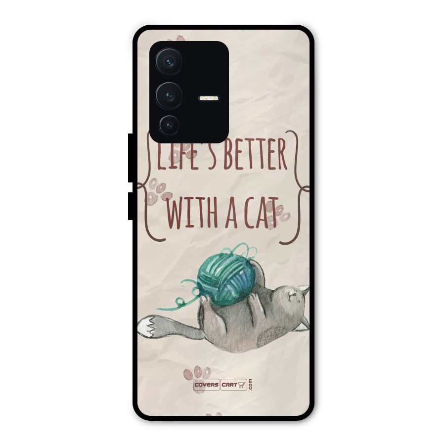 Cute Cat Metal Back Case for Vivo V23 Pro