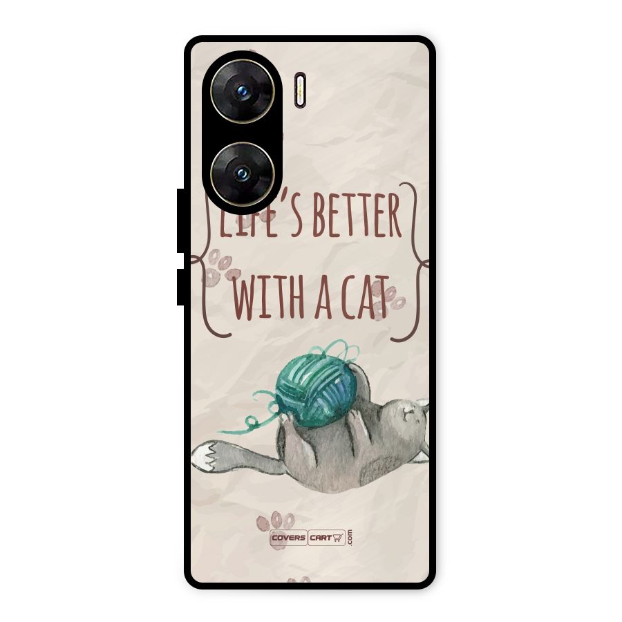 Cute Cat Metal Back Case for Vivo V29e