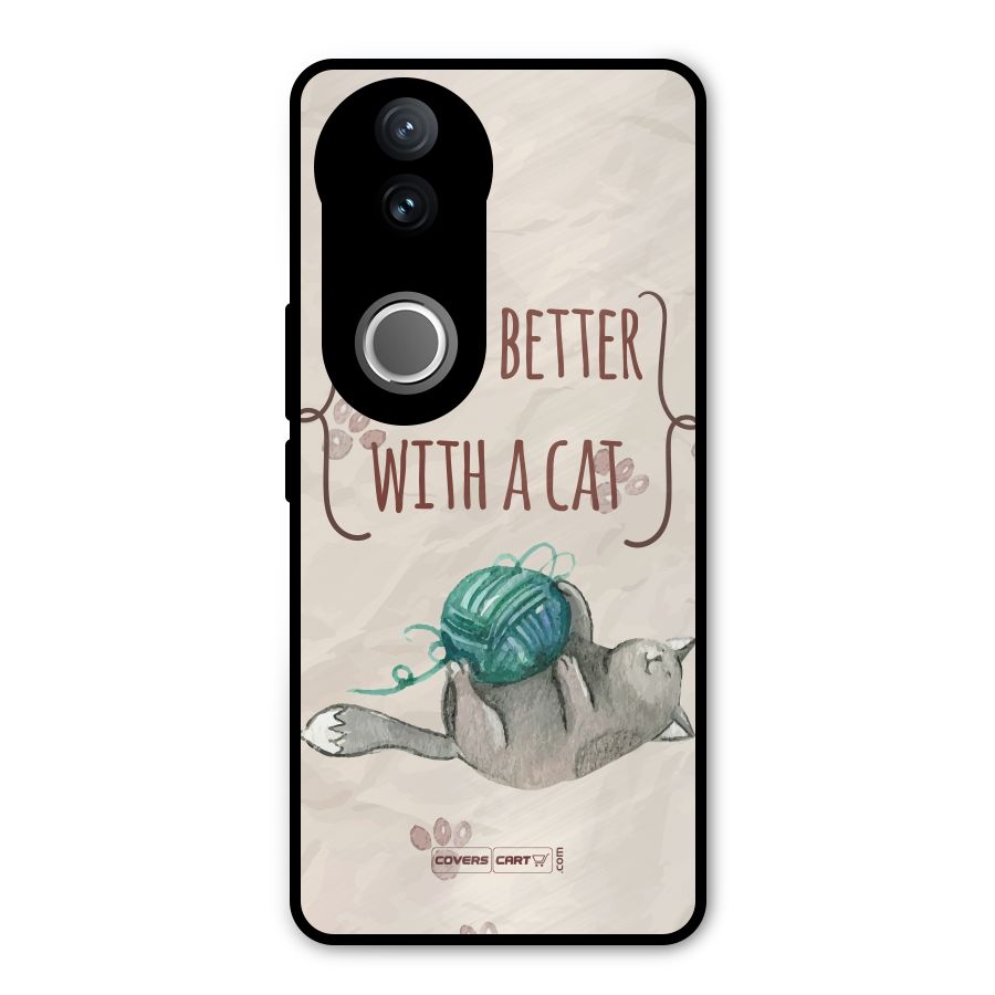 Cute Cat Metal Back Case for Vivo V50e