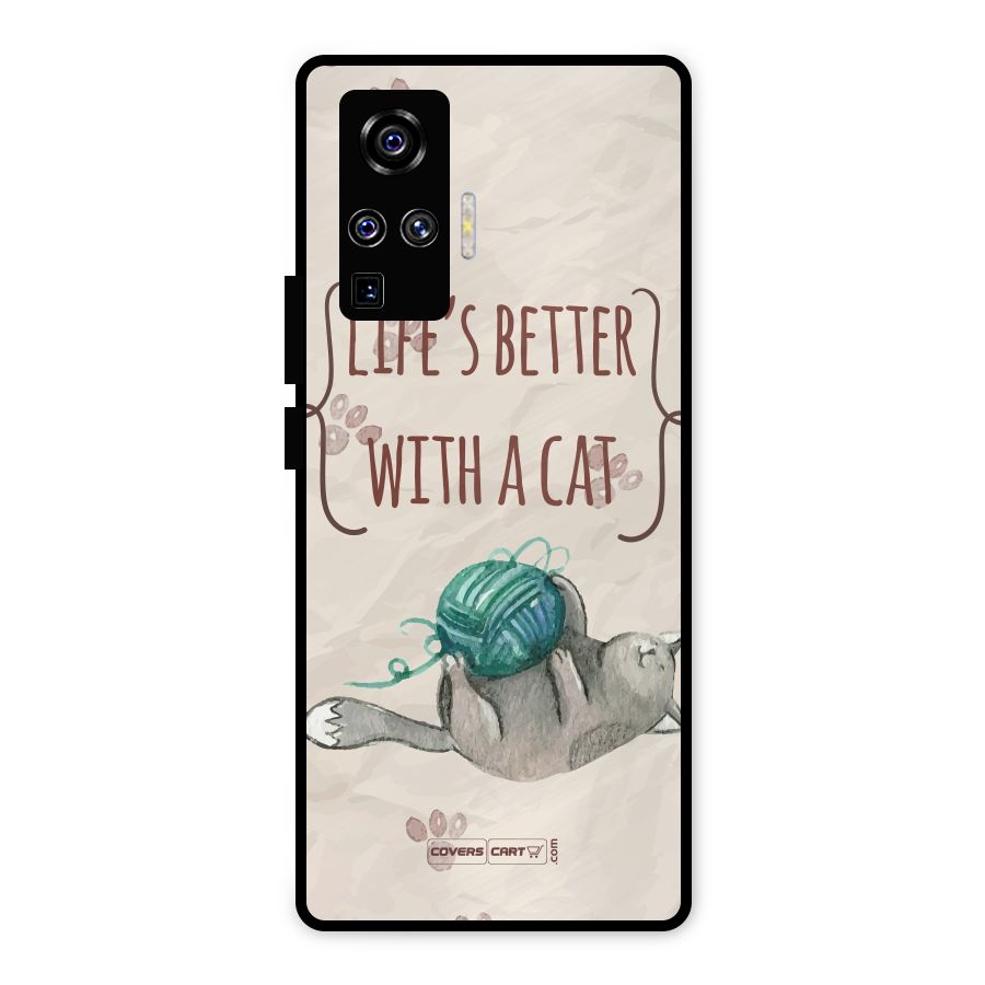 Cute Cat Metal Back Case for Vivo X50 Pro