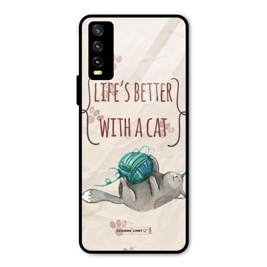 Cute Cat Metal Back Case for Vivo Y20i