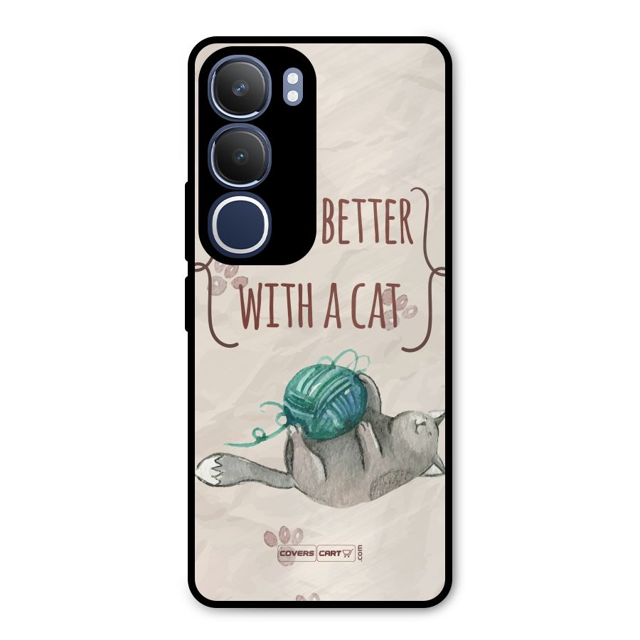 Cute Cat Metal Back Case for Vivo Y29