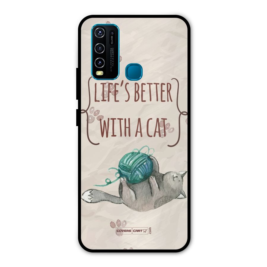 Cute Cat Metal Back Case for Vivo Y50