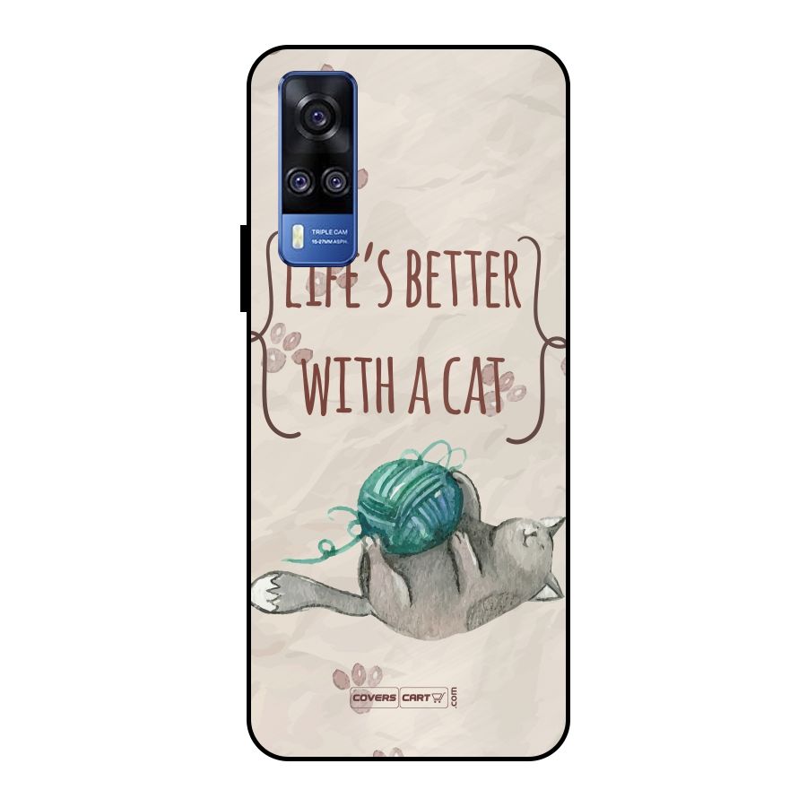 Cute Cat Metal Back Case for Vivo Y51