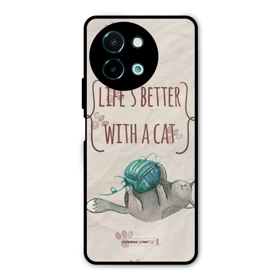 Cute Cat Metal Back Case for Vivo Y58