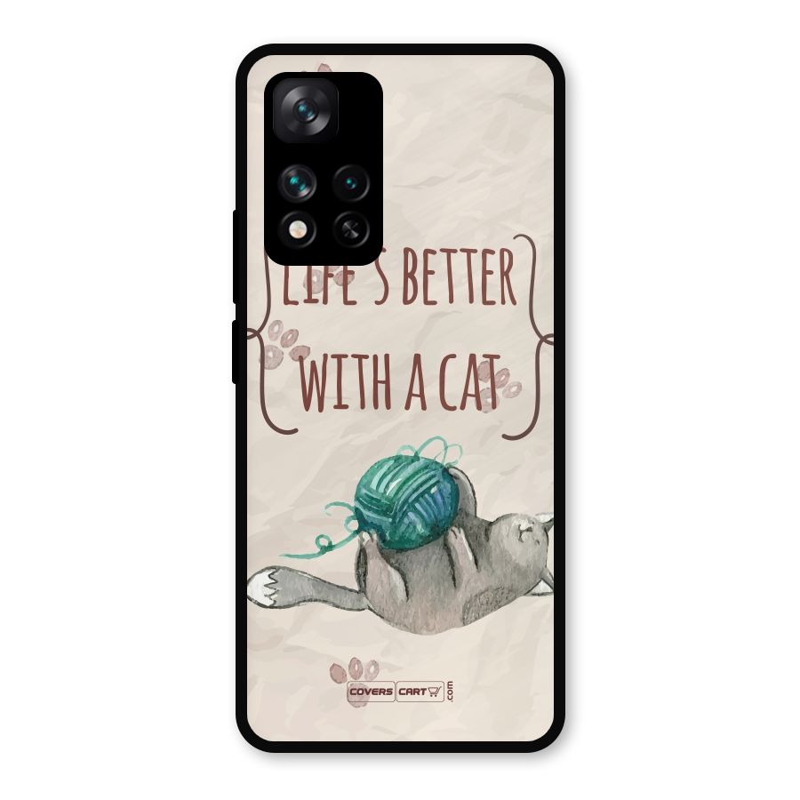 Cute Cat Metal Back Case for Xiaomi 11i Hypercharge 5G
