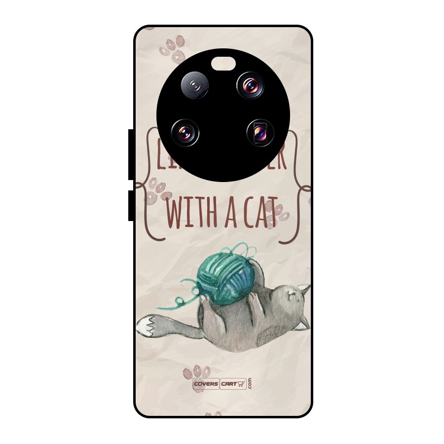 Cute Cat Metal Back Case for Xiaomi 13 Ultra